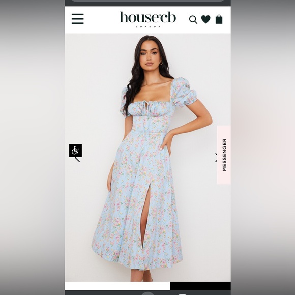 House of CB Dresses & Skirts - House of CB Tallulah Blue Vintage Floral Puff Sleeve Midi Dress